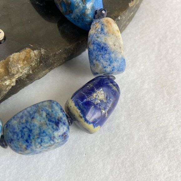 BARSE Sterling Silver 925 Lapis & Sodalite Beaded 4 Strand Leather Necklace 25" - Picture 9 of 16